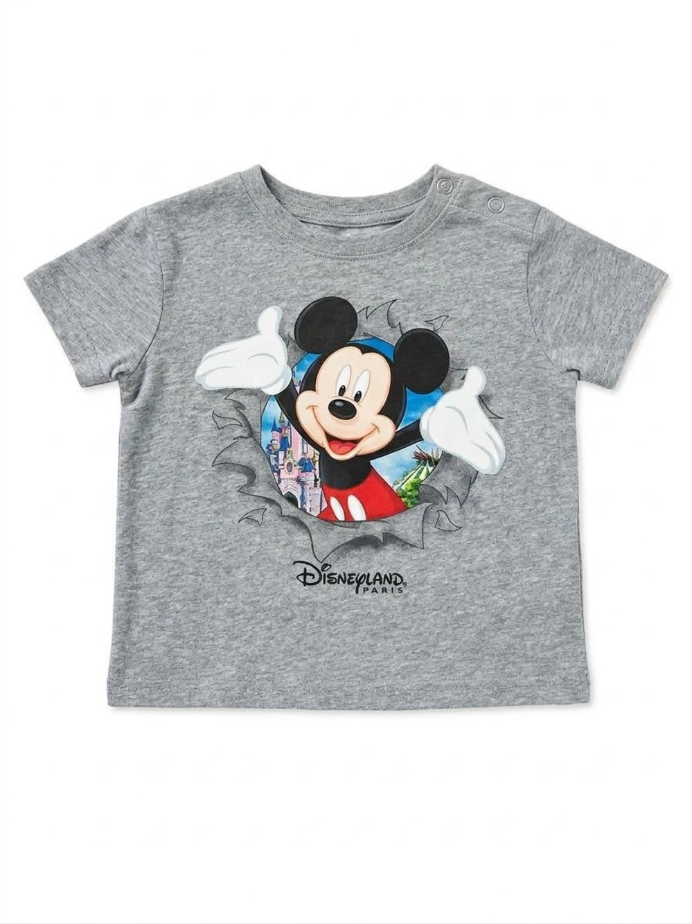 Disneyland Paris Baby Mickey Mouse Graphic Tee 12-18M Gray Disney Parks